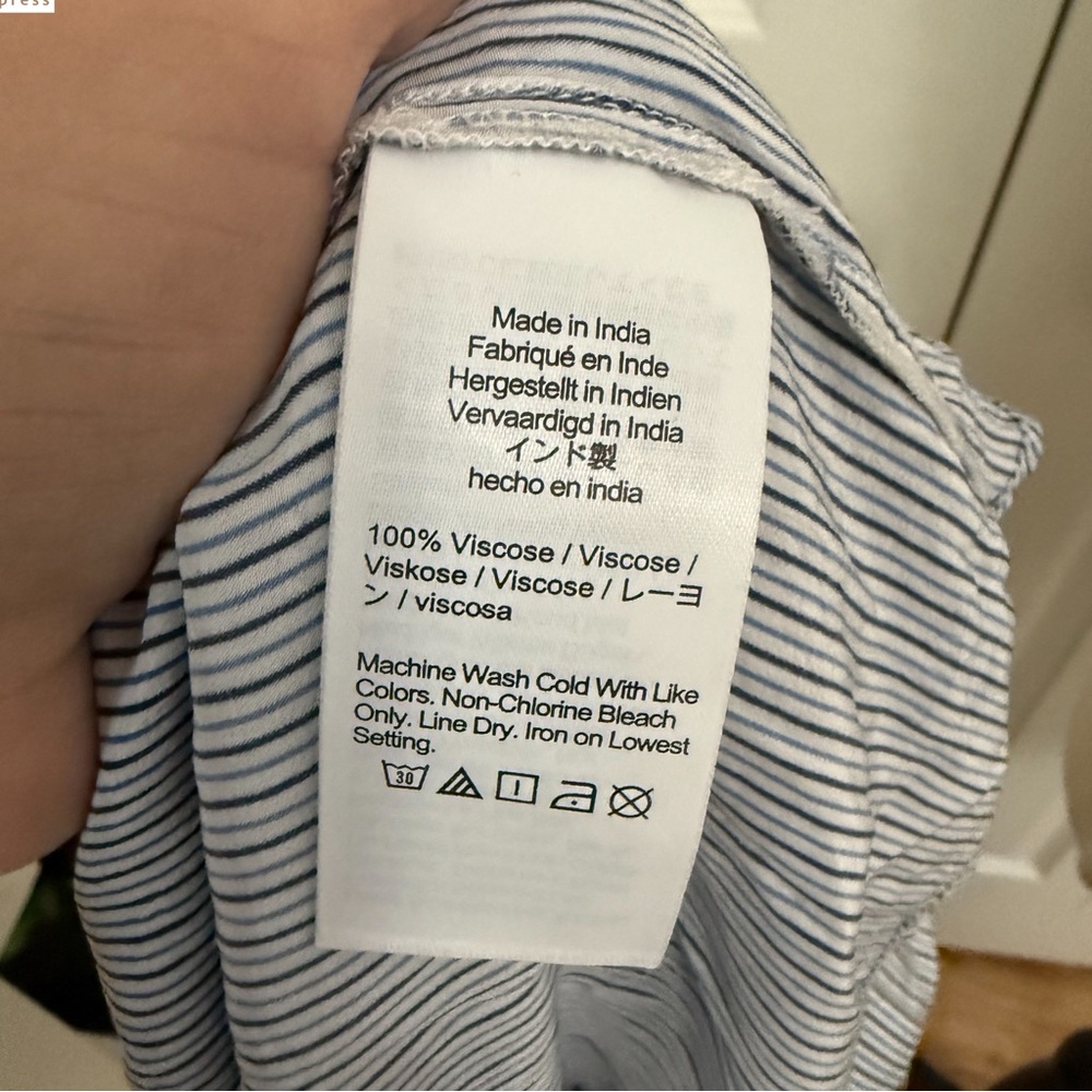 J. Crew Blue/White Striped Tie Neck Blouse Size XS - Picture 6 of 8